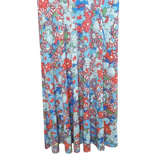 LulaRoe Floral Maxi Skirt XS Mod Long Knit Blue - Picture 8 of 9